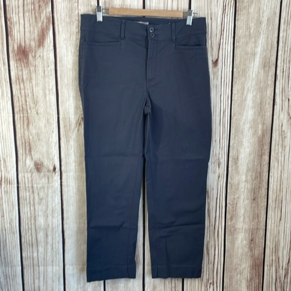Loft Faded Gray Cotton & Spandex Straight Legged Crop Fit Trousers - Size 8
